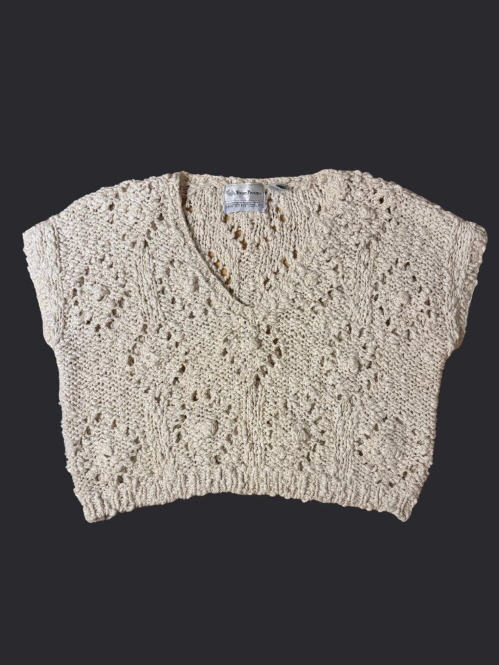 Cottagecore Granny Hand-Knit Cropped Sweater Vest by Evan Picone